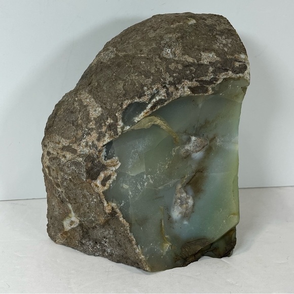 Large Blue/Teal Brazilian Agate Bookend-Perfect for Book/Crystal Lovers- 6”x5” - Picture 4 of 10